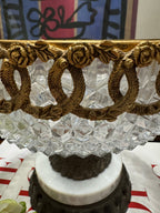 Vintage Italian Centerpiece, Fruit Bowl, Compote with Cut Glass, Marble and Gilt Metal Base