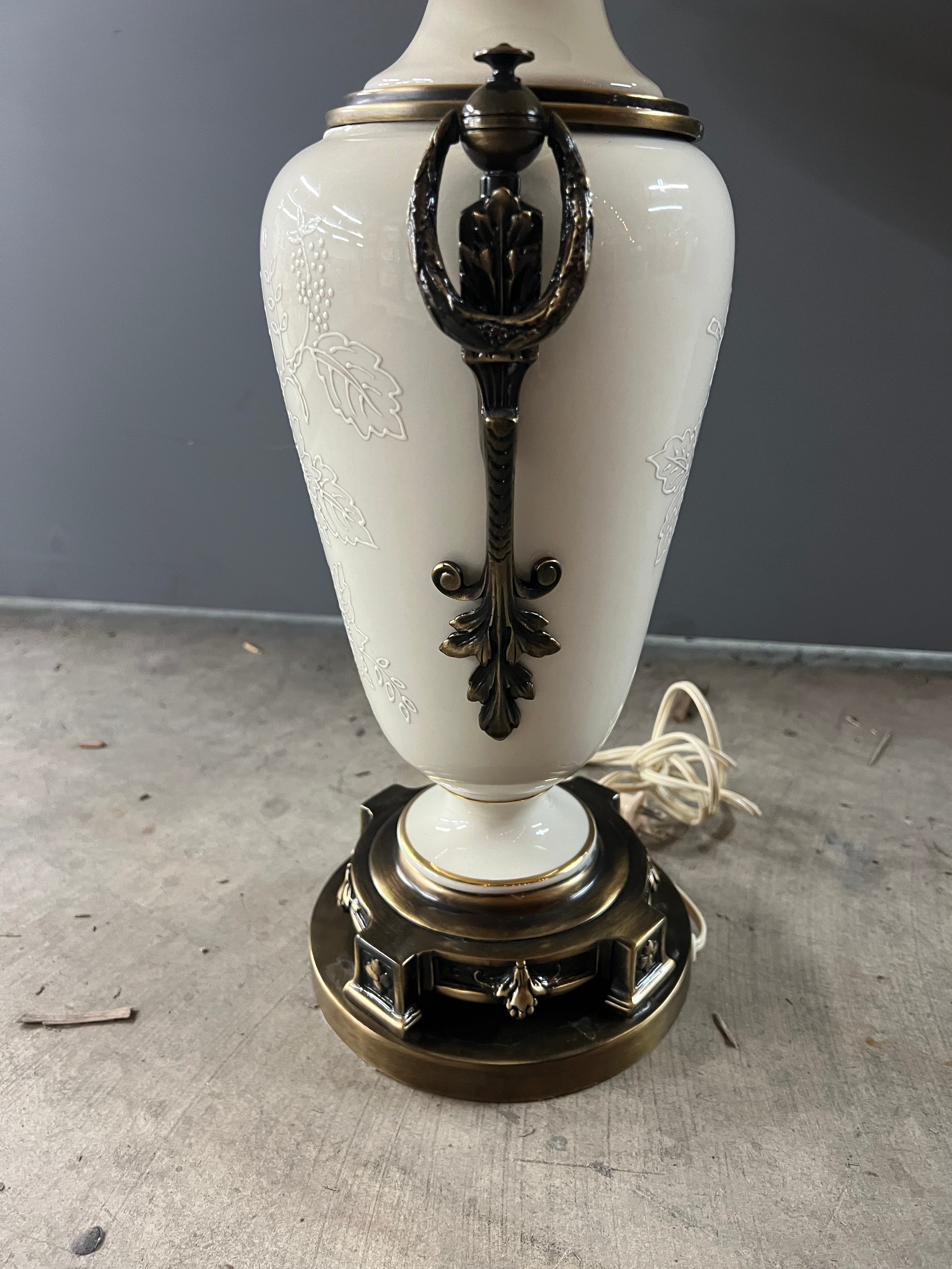 Vintage Ceramic & Bronze Lamp with Shade
