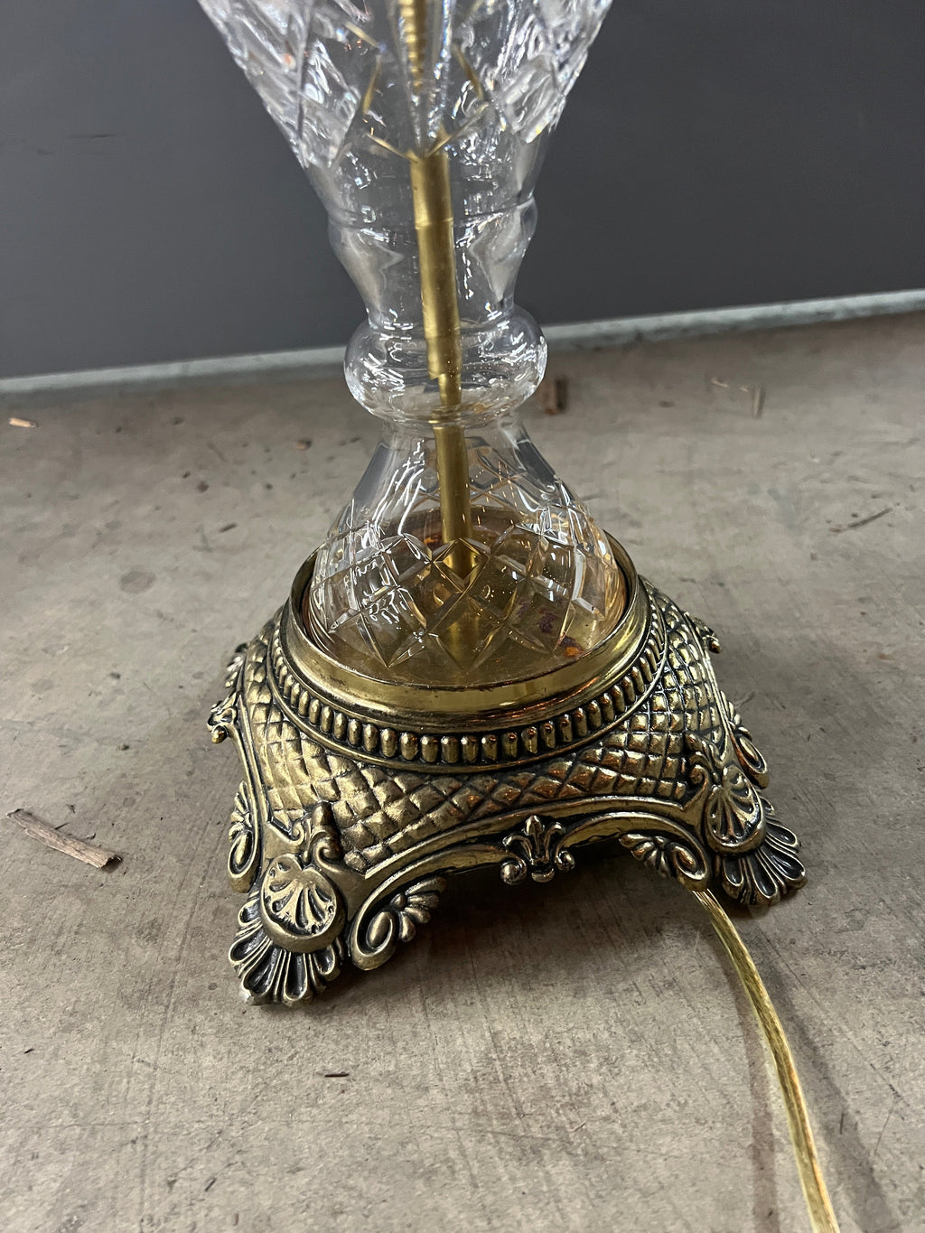 Vintage Lamp with Glass and Brass Base
