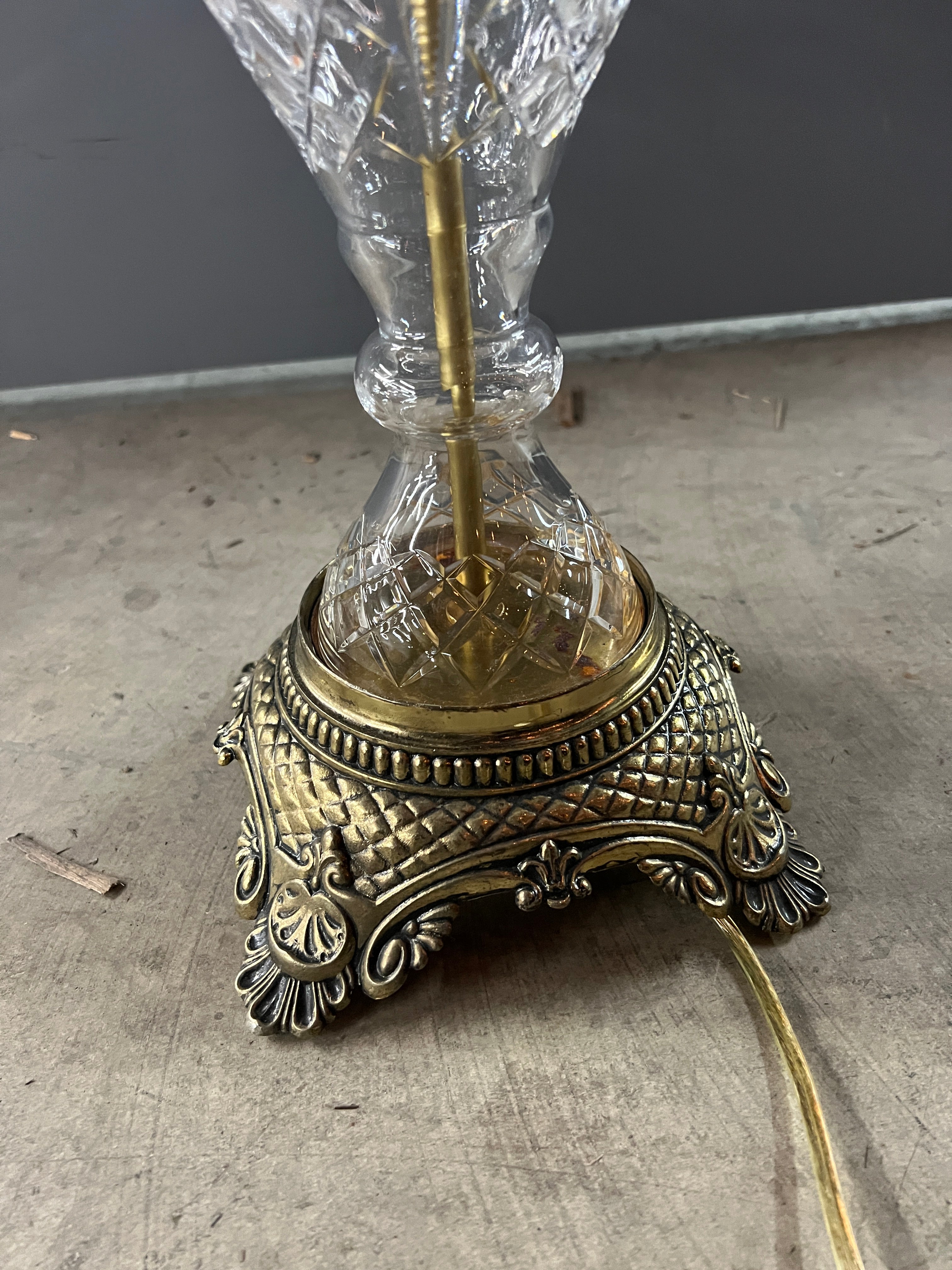 Vintage Lamp with Glass and Brass Base