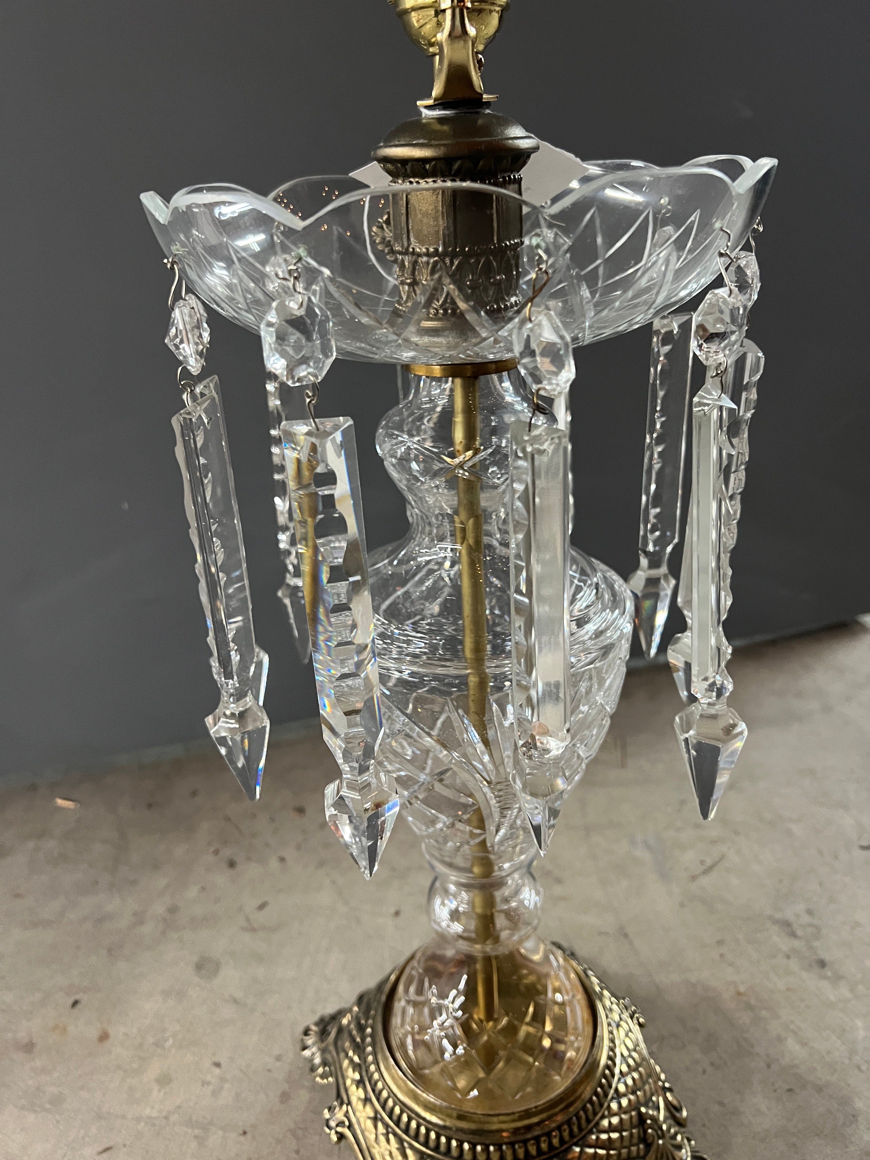 Vintage Lamp with Glass and Brass Base