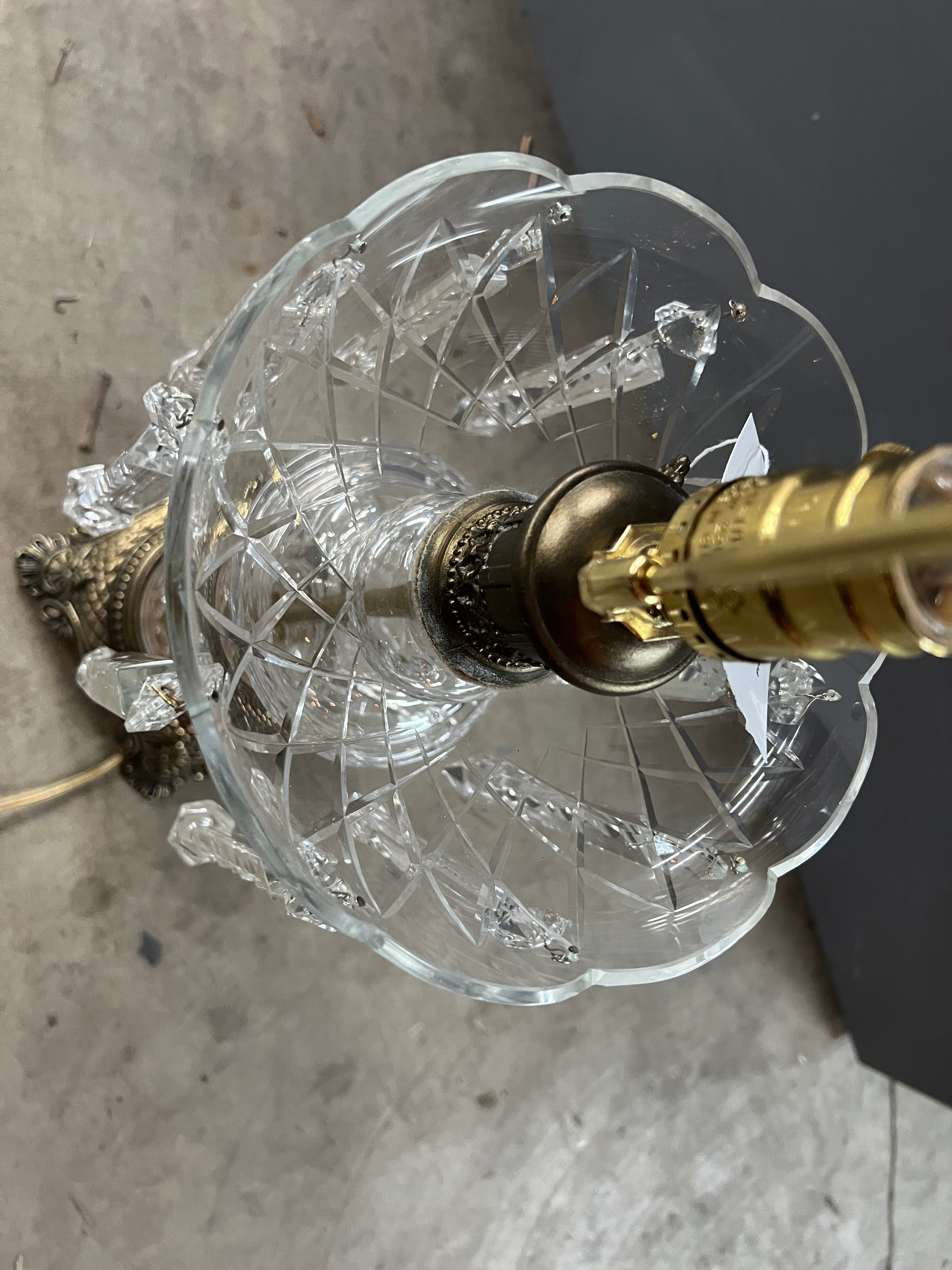 Vintage Lamp with Glass and Brass Base