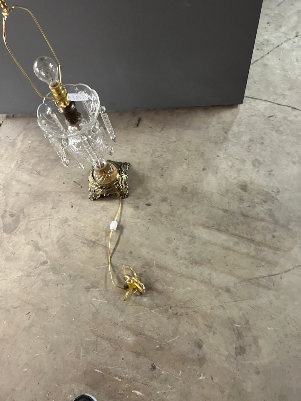 Vintage Lamp with Glass and Brass Base
