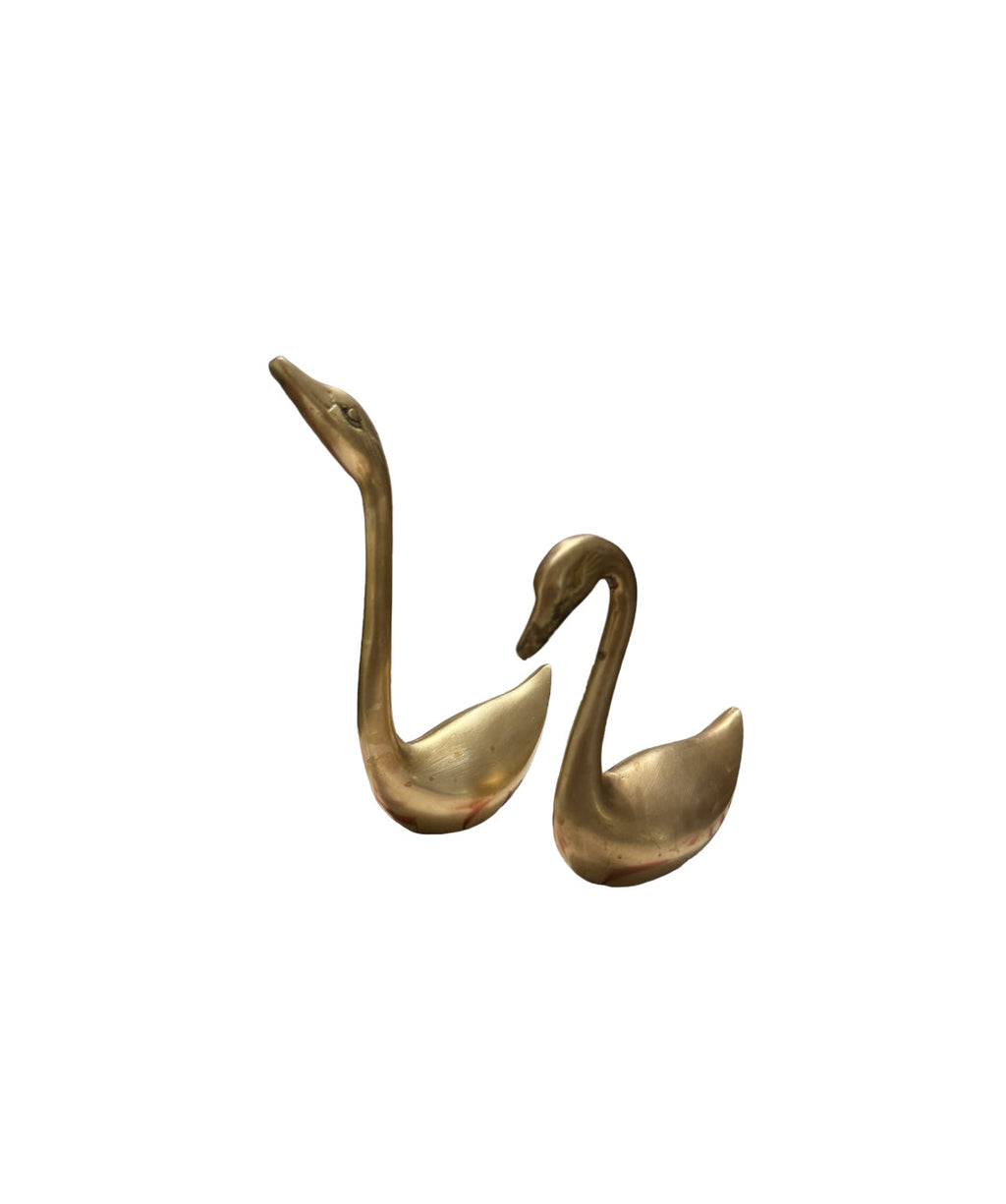 Vintage Small/Medium Brass Swans - Set of Two