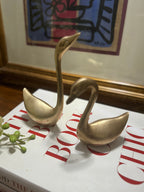 Vintage Small/Medium Brass Swans - Set of Two