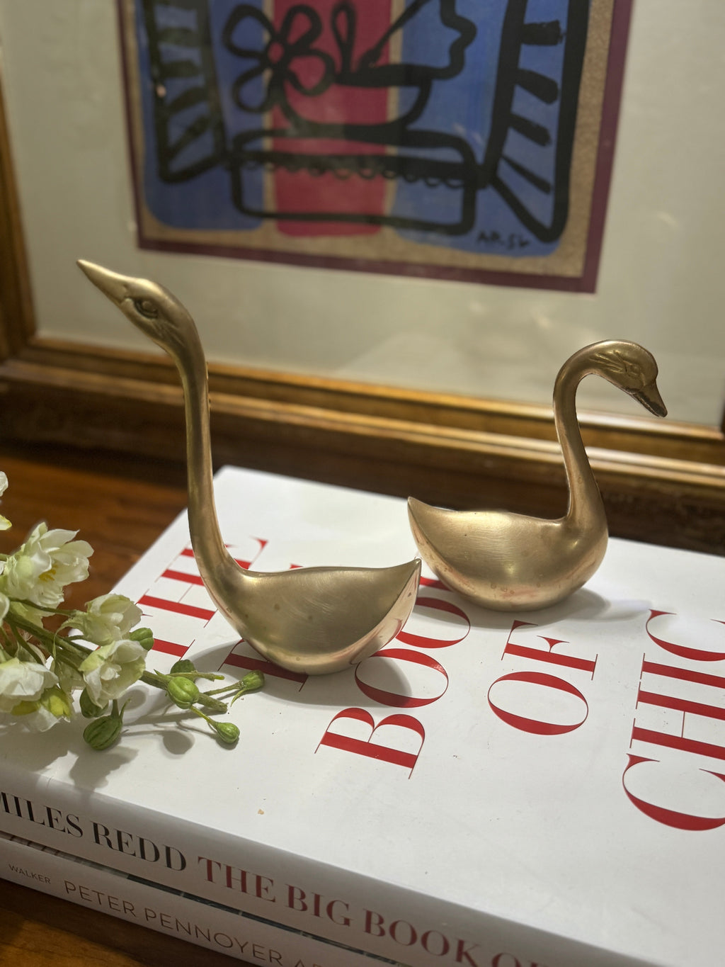 Vintage Small/Medium Brass Swans - Set of Two