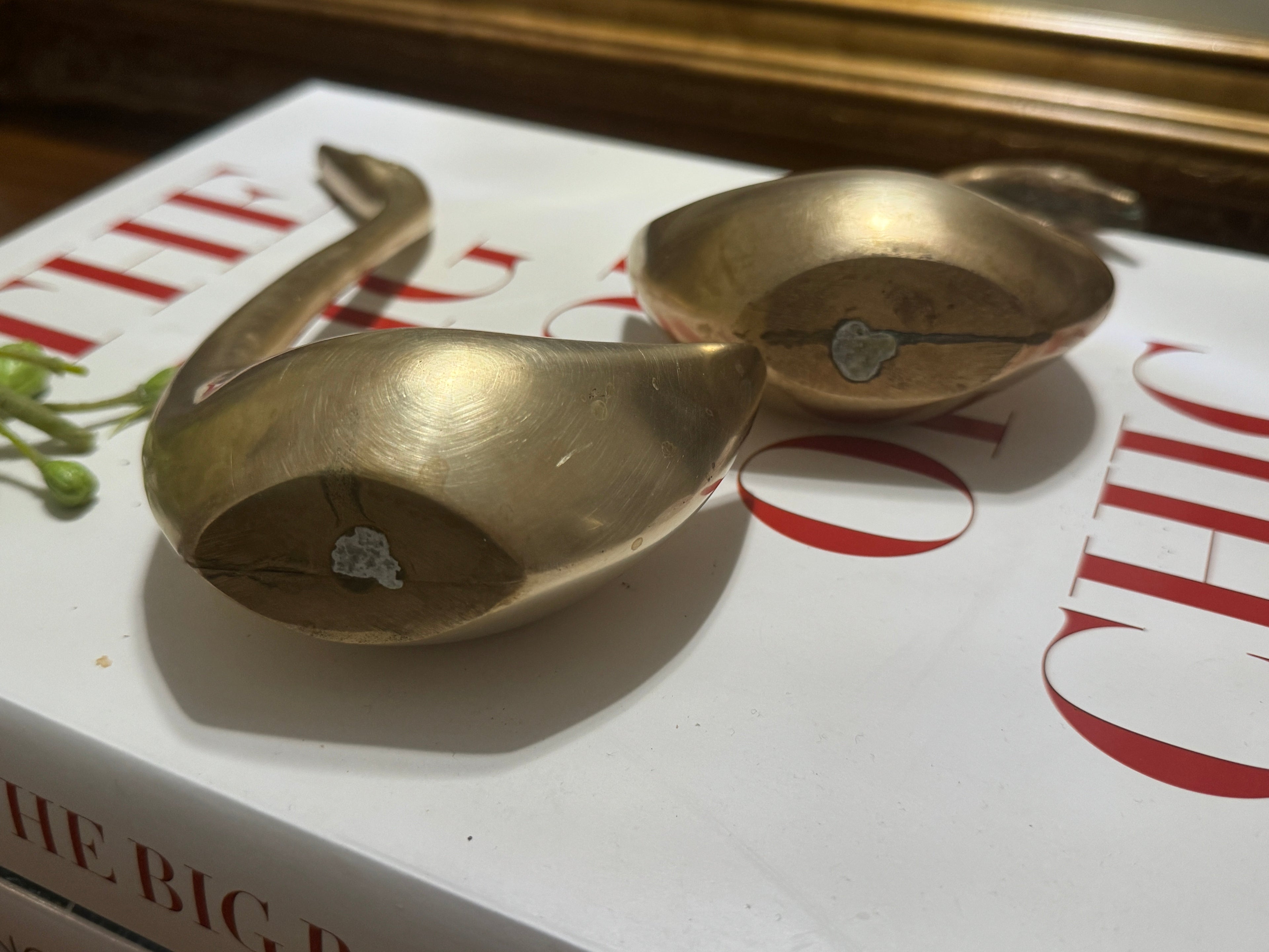 Vintage Small/Medium Brass Swans - Set of Two