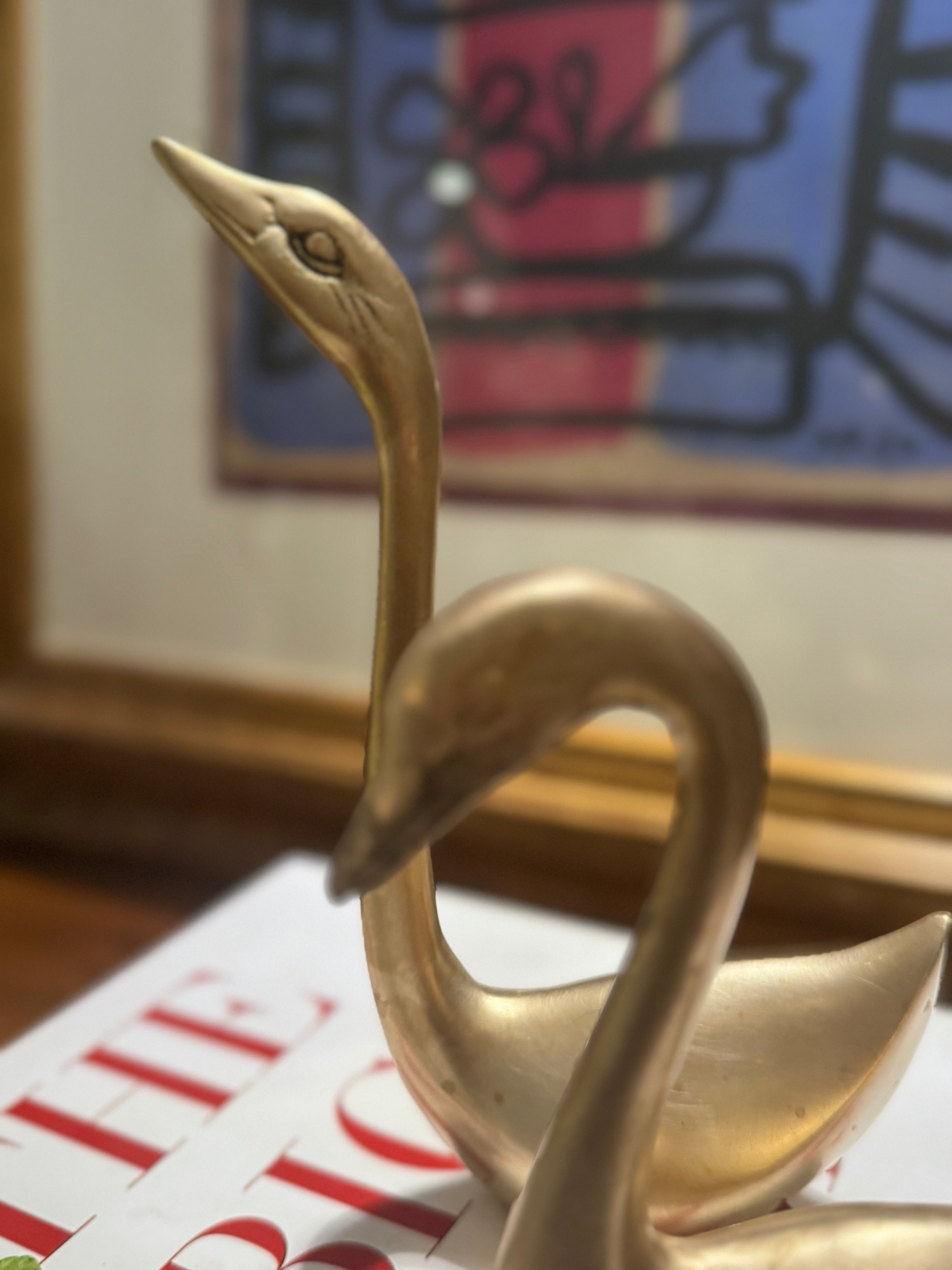 Vintage Small/Medium Brass Swans - Set of Two