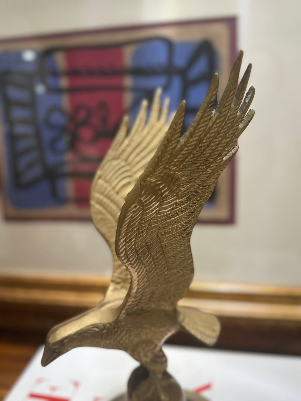 Vintage Brass Eagle in Flight Figurine