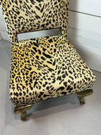 Vintage Hollywood Regency Cheetah Print Accent Chair with Gold Gilded Legs