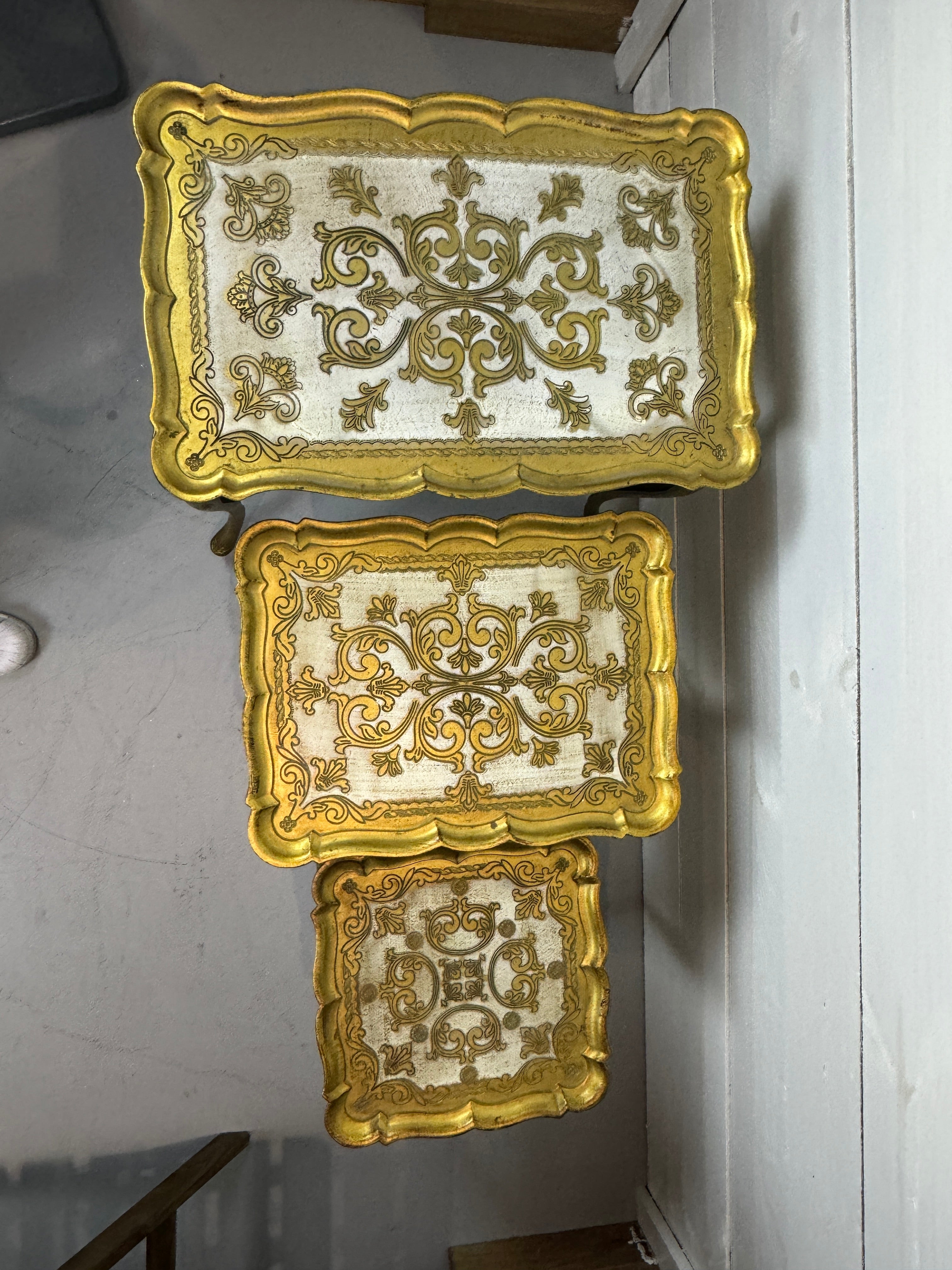 Vintage 1950s Florentine Gold Nesting Tables - Set of Three