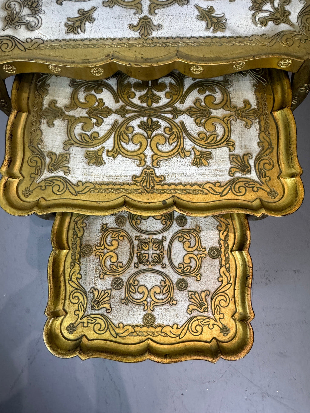 Vintage 1950s Florentine Gold Nesting Tables - Set of Three