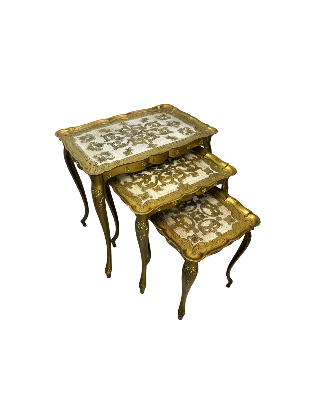 Vintage 1950s Florentine Gold Nesting Tables - Set of Three
