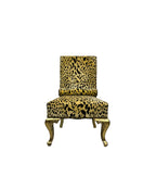 Vintage Hollywood Regency Cheetah Print Accent Chair with Gold Gilded Legs