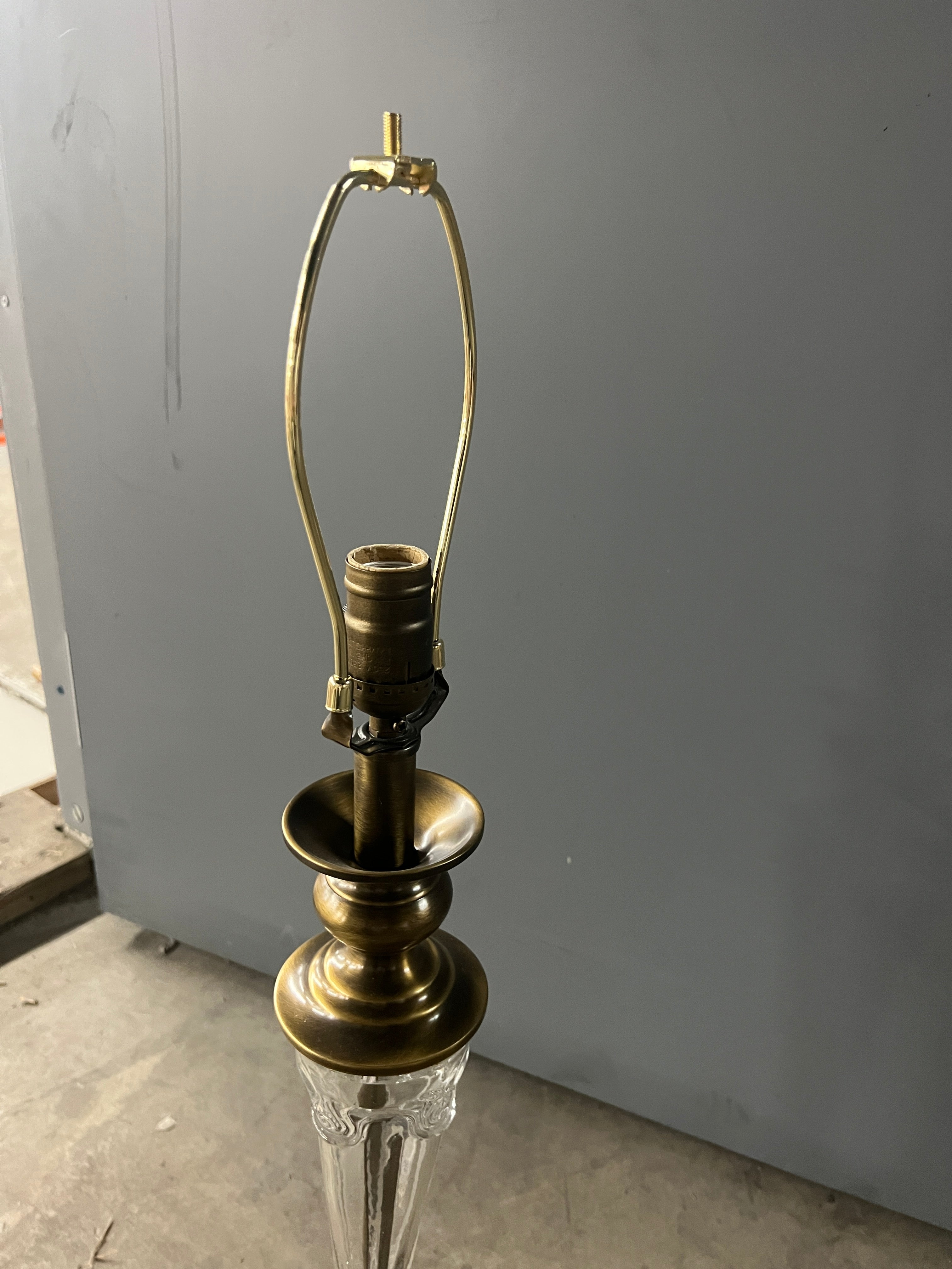 Antique Glass & Brass Table Lamp