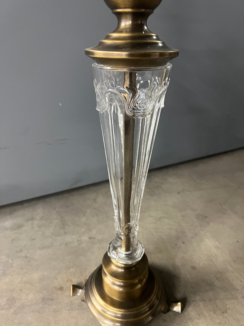 Antique Glass & Brass Table Lamp