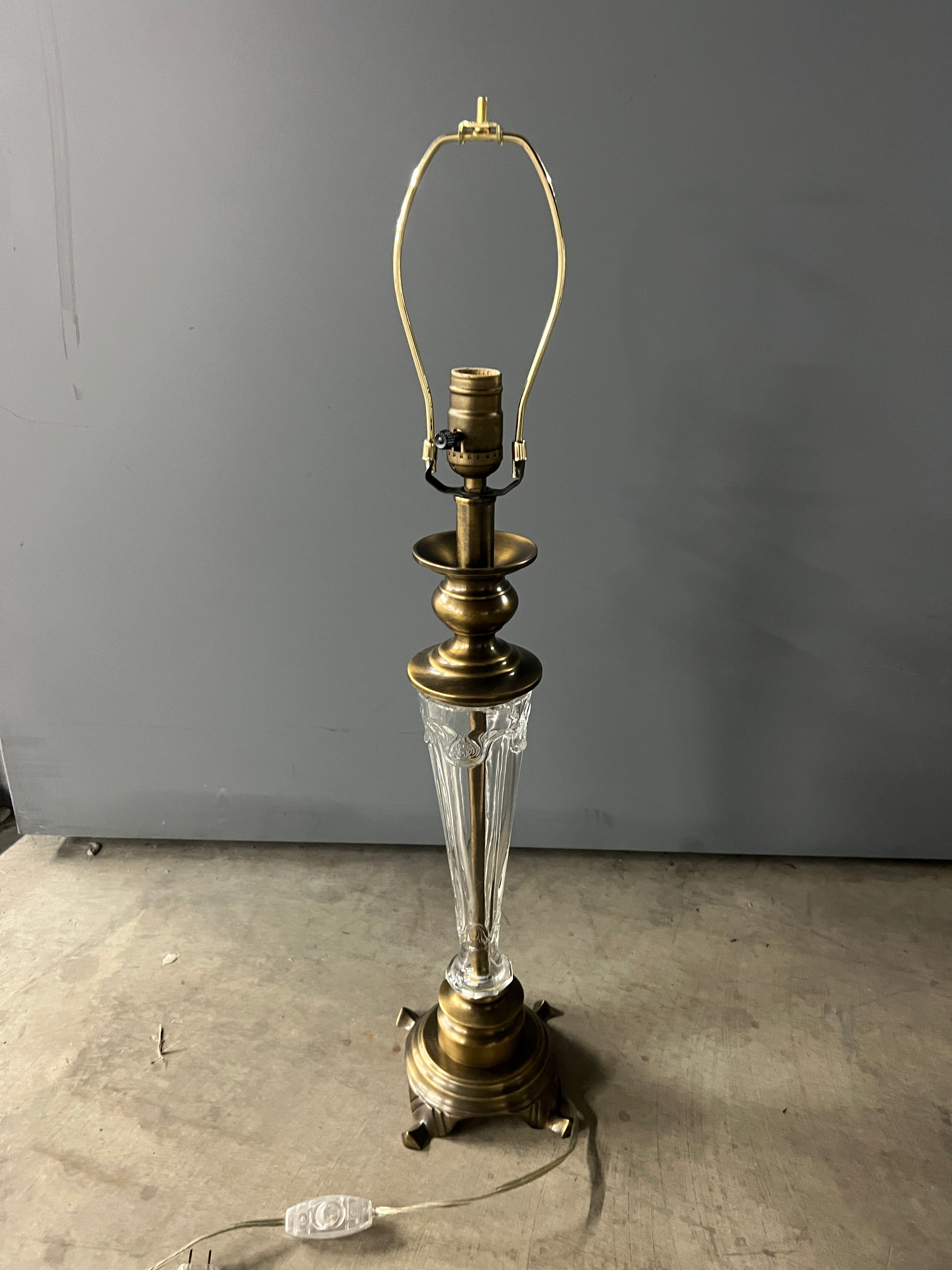 Antique Glass & Brass Table Lamp