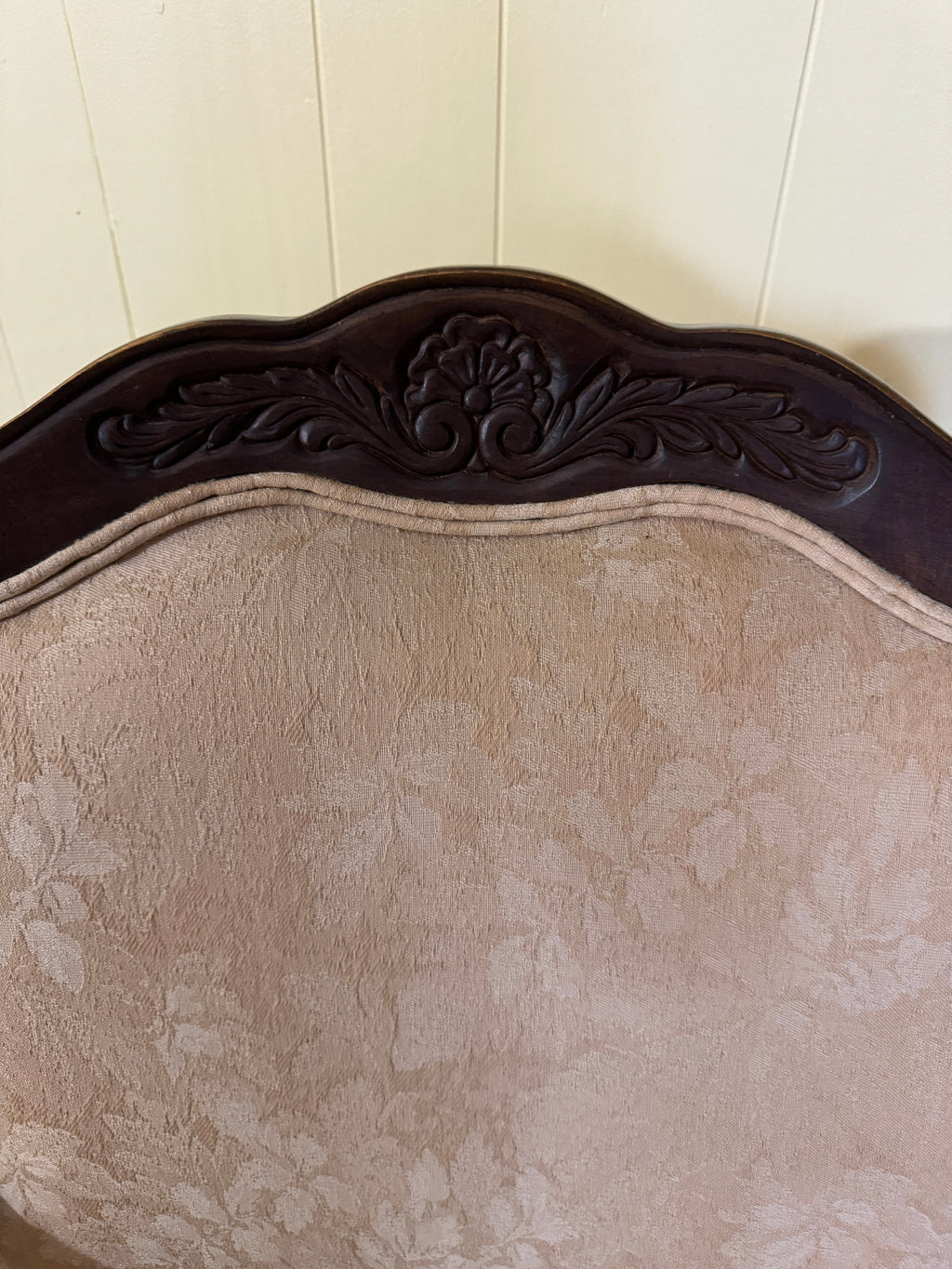 Antique Louis XV Style Carved Walnut Upholstered Accent Chair