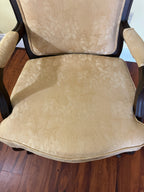 Antique Louis XV Style Carved Walnut Upholstered Accent Chair