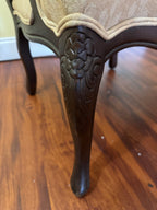 Antique Louis XV Style Carved Walnut Upholstered Accent Chair