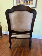 Antique Louis XV Style Carved Walnut Upholstered Accent Chair