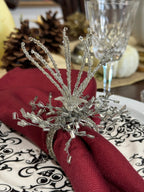 Silver Beaded Seaburst Napkin Rings - Set of 8