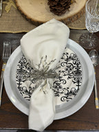 Silver Beaded Seaburst Napkin Rings - Set of 8