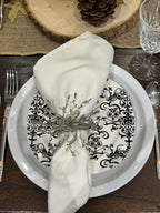 Silver Beaded Seaburst Napkin Rings - Set of 8