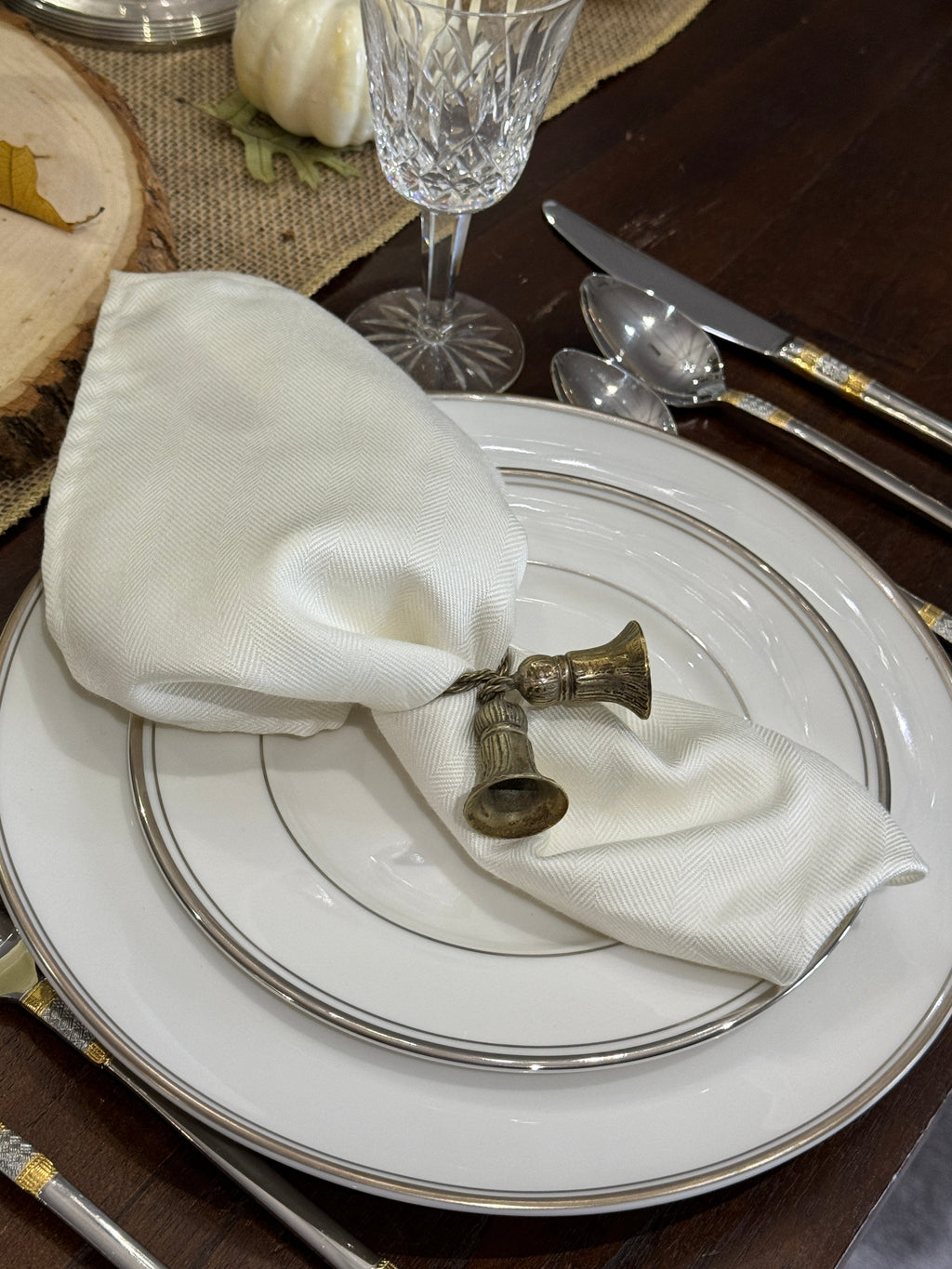 Vintage Pewter Tassel Napkin Rings - Set of 10