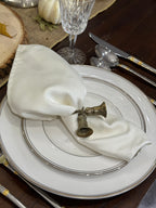 Vintage Pewter Tassel Napkin Rings - Set of 10