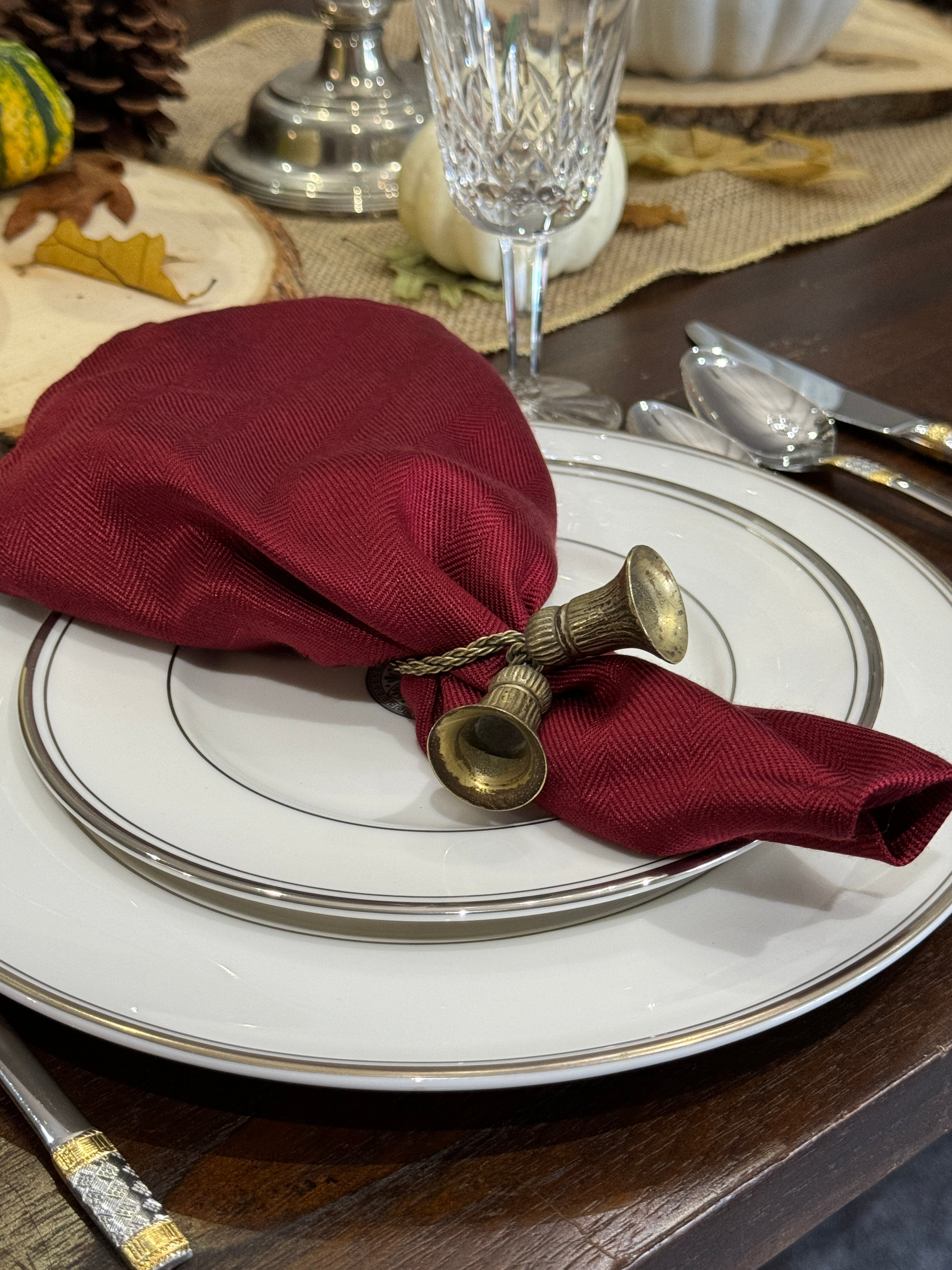 Vintage Pewter Tassel Napkin Rings - Set of 10