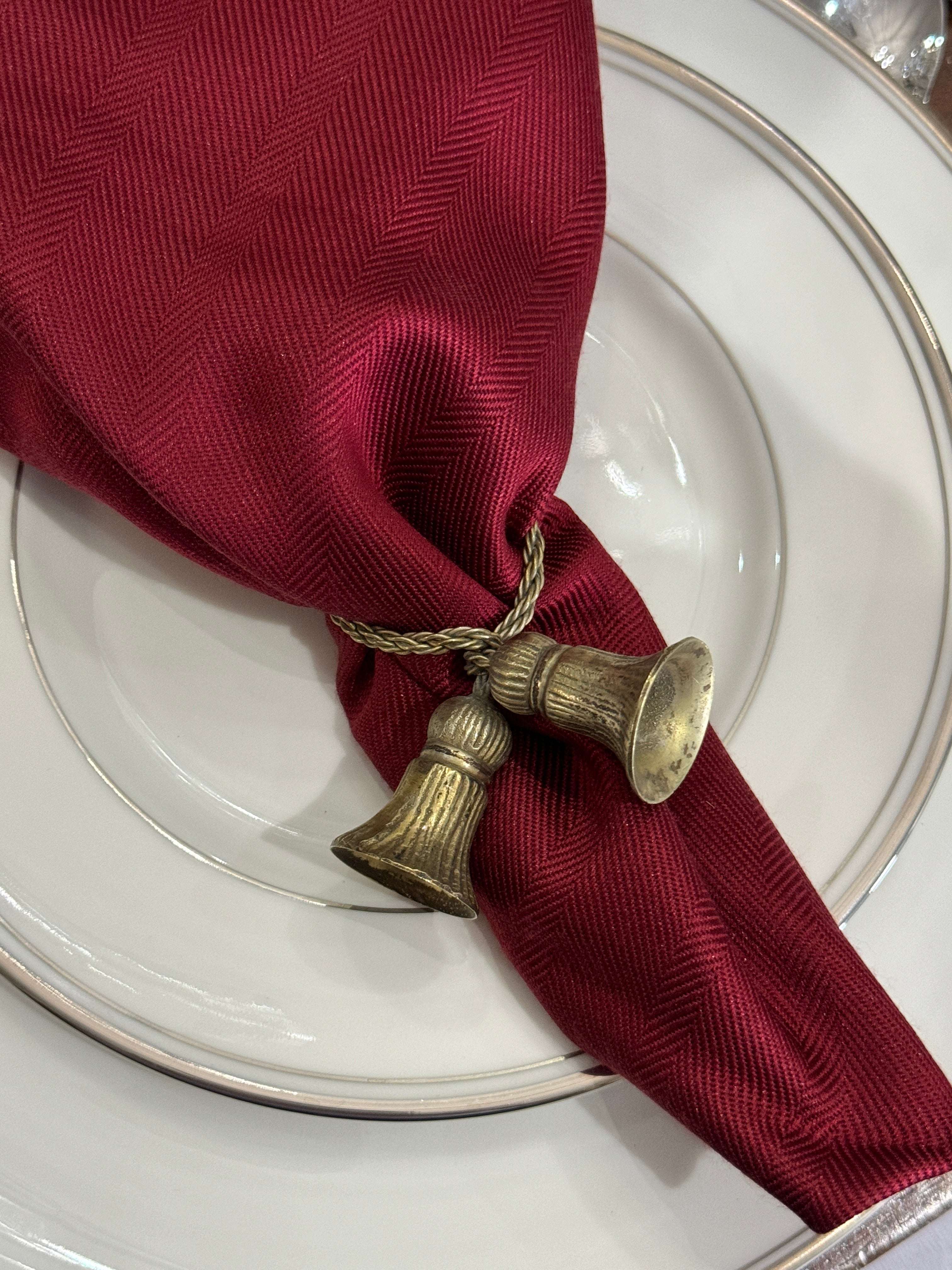 Vintage Pewter Tassel Napkin Rings - Set of 10