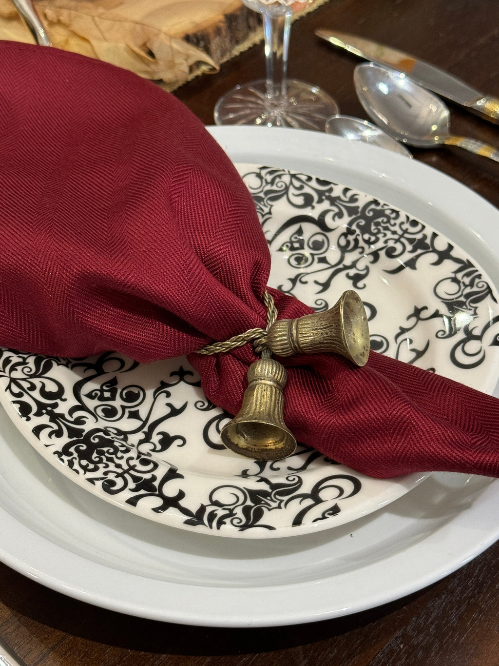 Vintage Pewter Tassel Napkin Rings - Set of 10