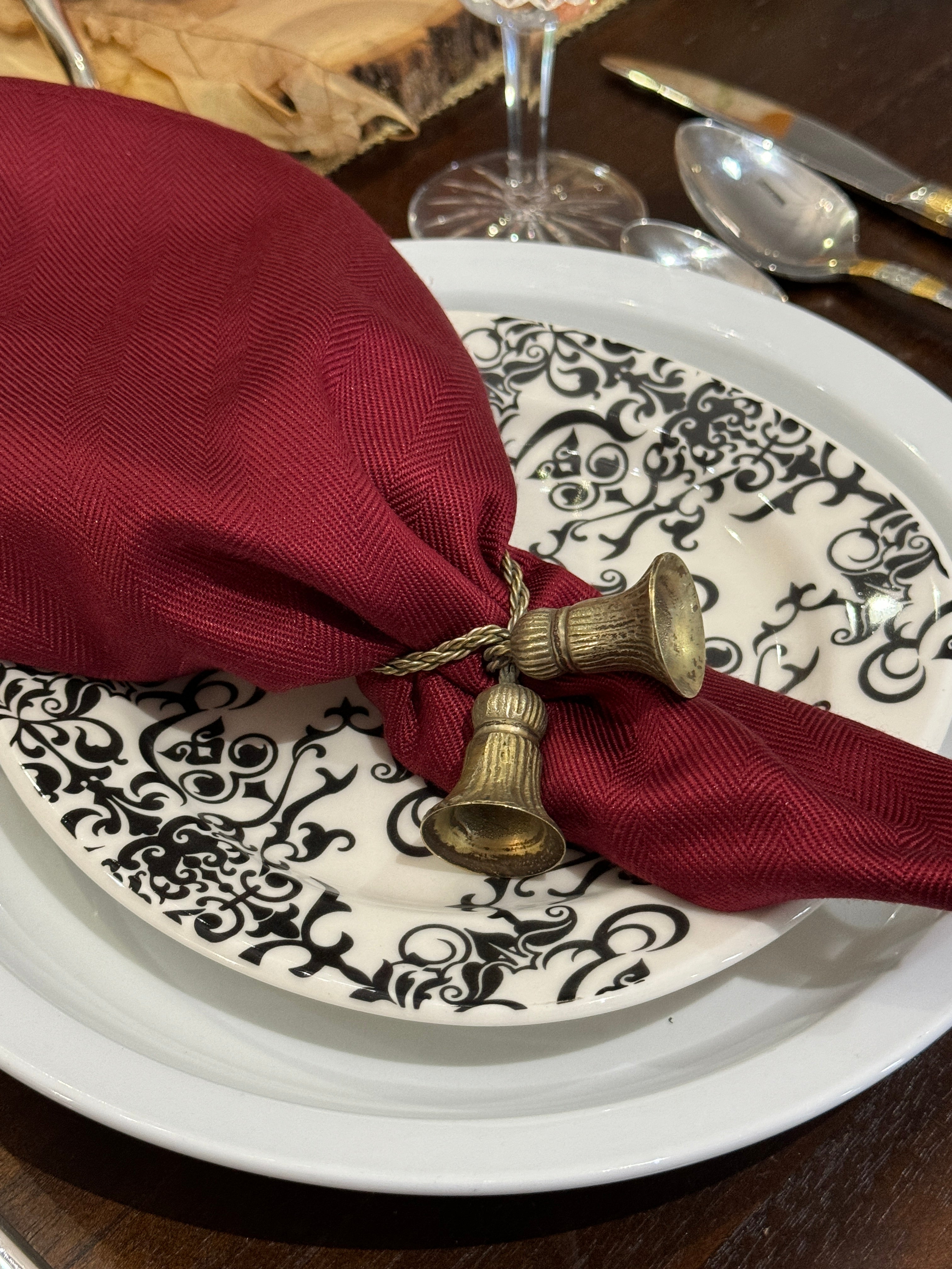 Vintage Pewter Tassel Napkin Rings - Set of 10