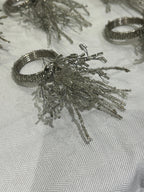 Silver Beaded Seaburst Napkin Rings - Set of 8