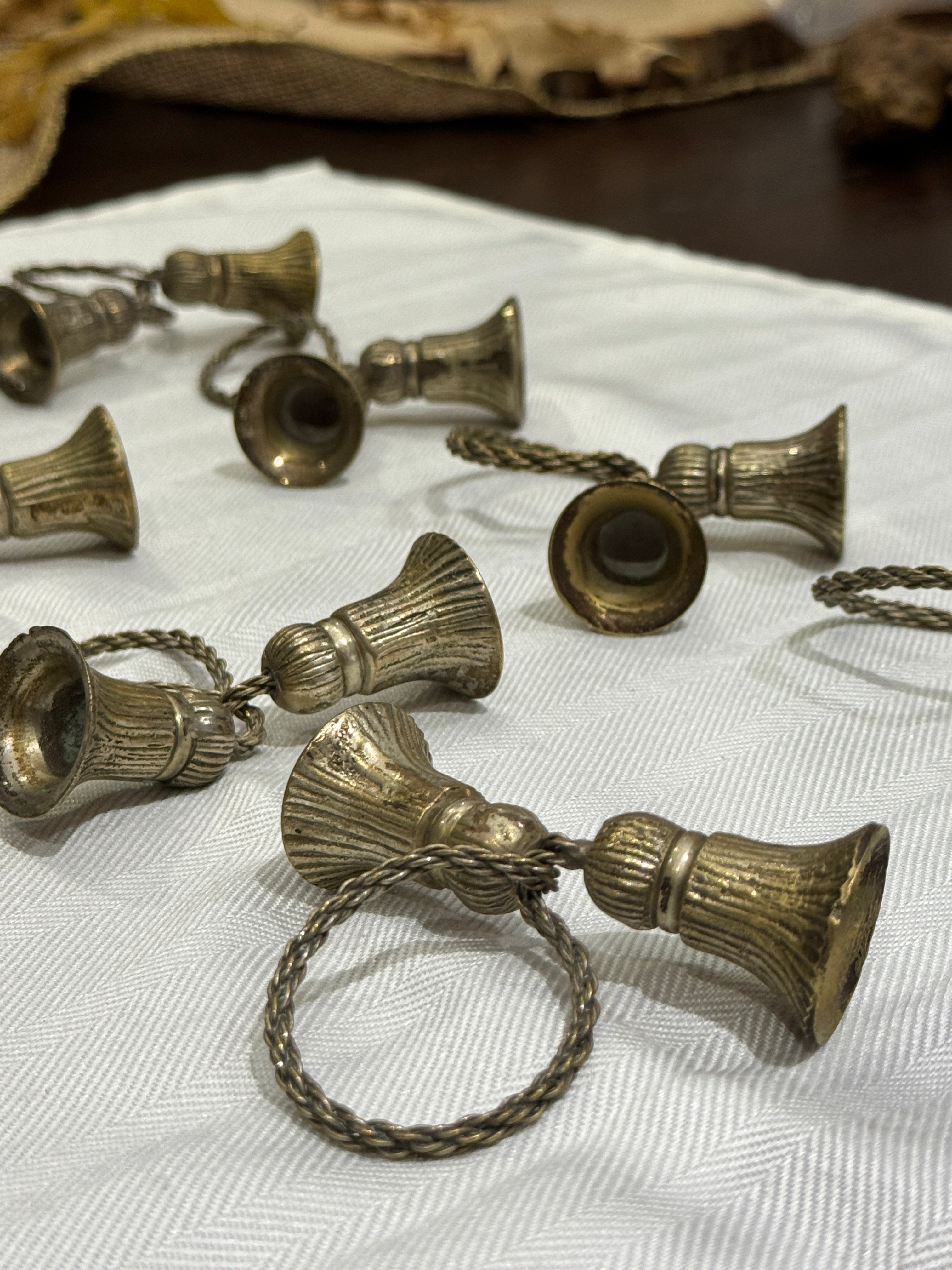 Vintage Pewter Tassel Napkin Rings - Set of 10