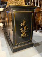 Drexel Et Cetera Collection Black Lacquer Chinoiserie Buffet Server with Flip Top