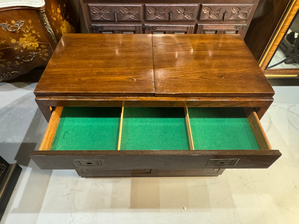 Vintage 1970s Campaign Style Server Bar Cabinet by Dixie Furniture