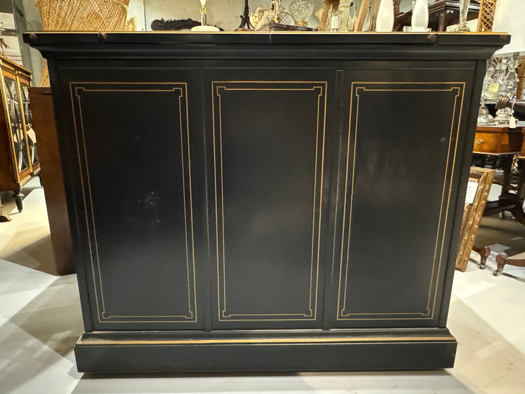Drexel Et Cetera Collection Black Lacquer Chinoiserie Buffet Server with Flip Top