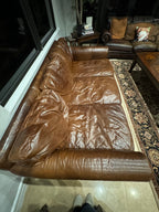 Restoration Hardware Lancaster Luxe Deep Three Seat Cushion Sofa in Cocoa Leather