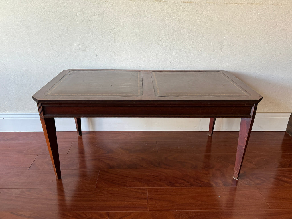 Vintage Regency Style Leather Top Expandable Table