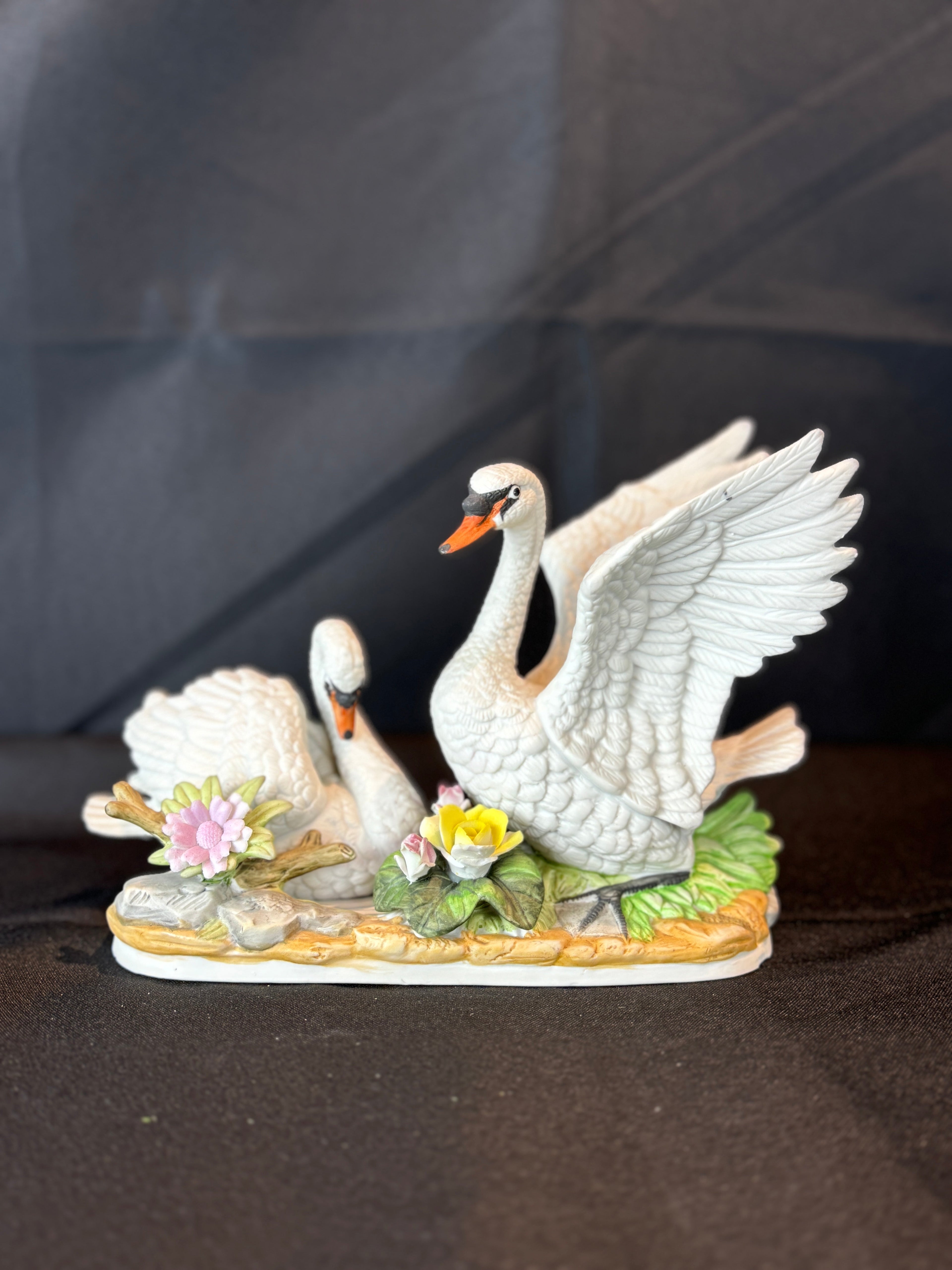 Vintage Capodimonte Nuova by Filli Savastano Double Doves with Flowers Figurine