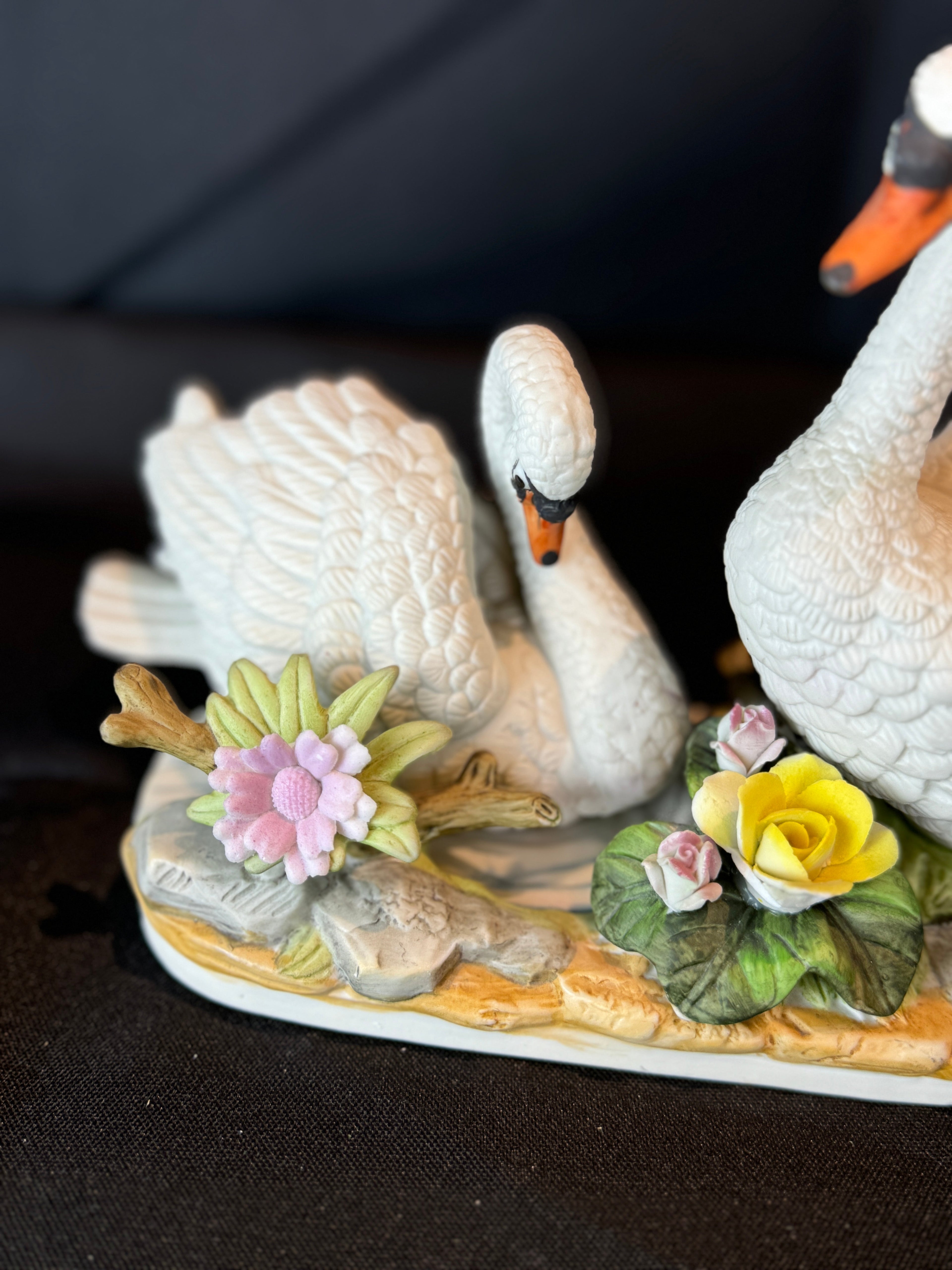 Vintage Capodimonte Nuova by Filli Savastano Double Doves with Flowers Figurine