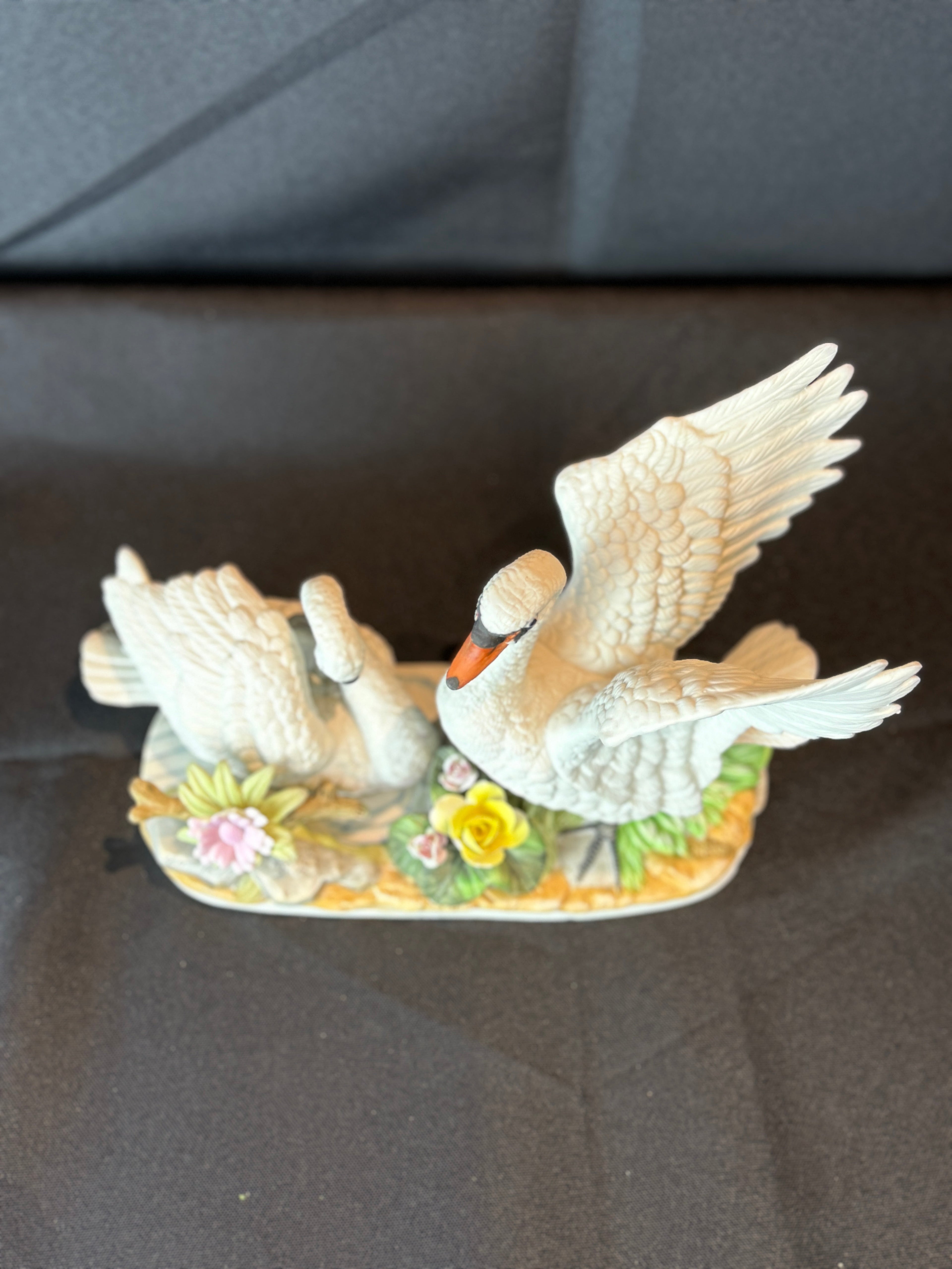 Vintage Capodimonte Nuova by Filli Savastano Double Doves with Flowers Figurine