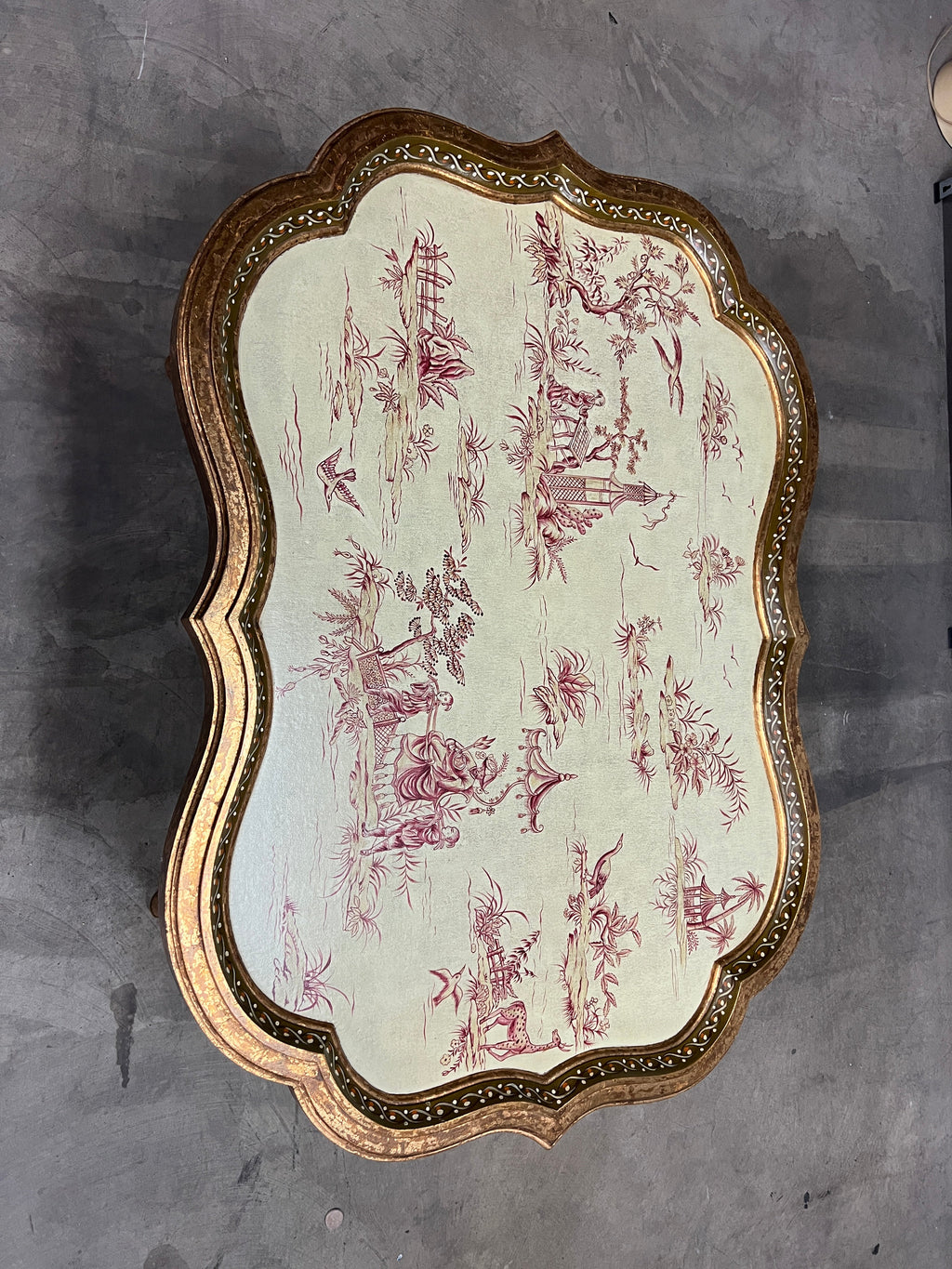 Vintage Hand Painted Chinoiserie Coffee/Tray Table by Sarreid, Ltd.