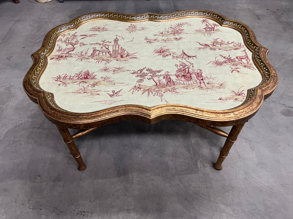 Vintage Hand Painted Chinoiserie Coffee/Tray Table by Sarreid, Ltd.