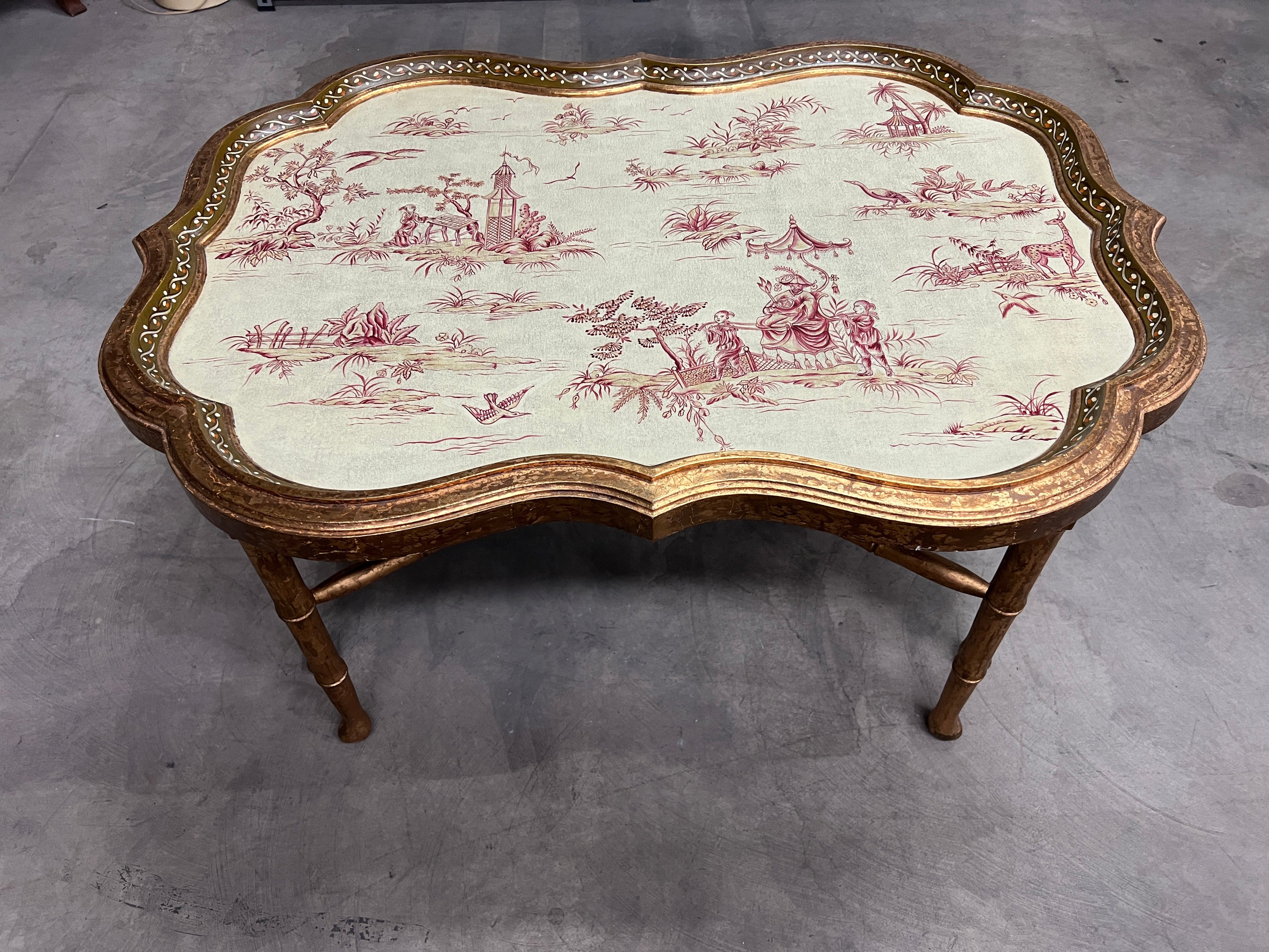 Vintage Hand Painted Chinoiserie Coffee/Tray Table by Sarreid, Ltd.