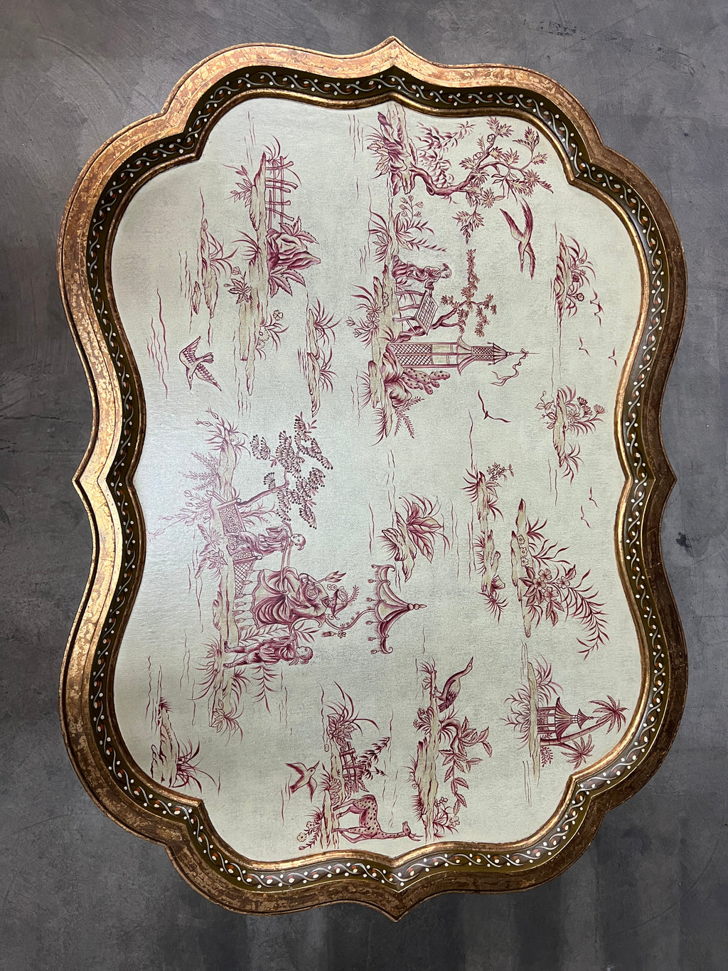 Vintage Hand Painted Chinoiserie Coffee/Tray Table by Sarreid, Ltd.