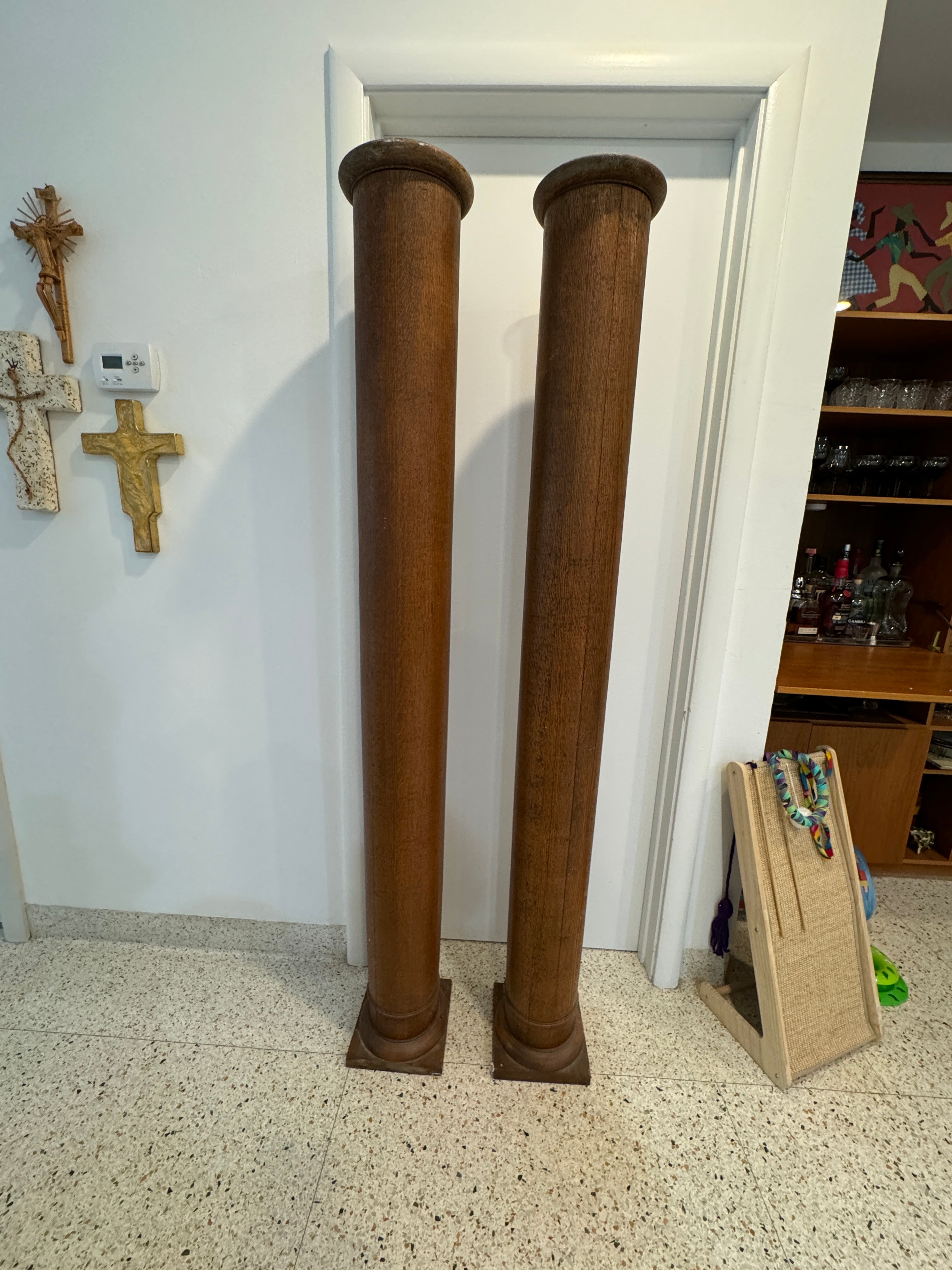 1901 Antique Solid Oak Support Columns - Architectural Salvage - A Pair