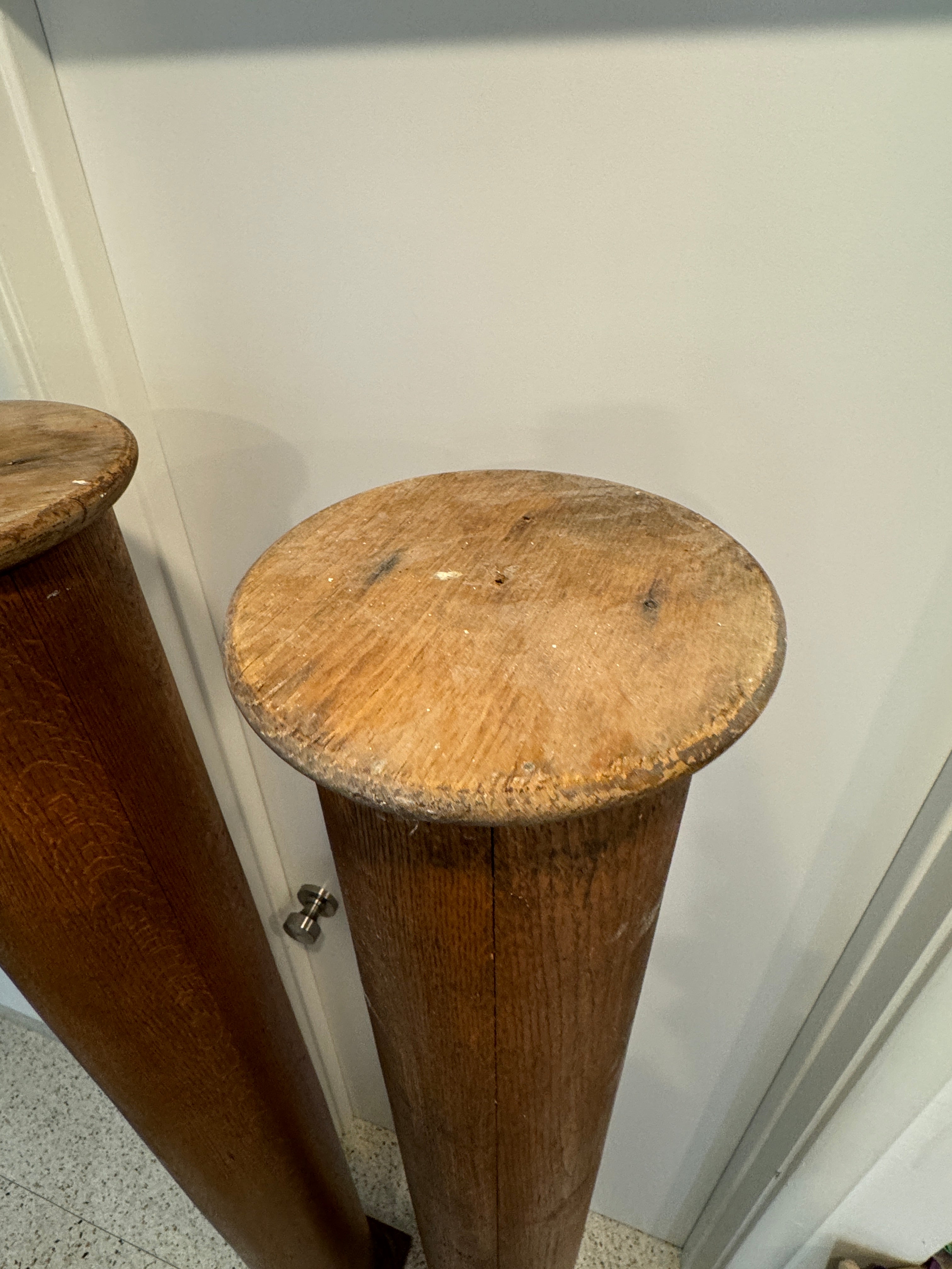 1901 Antique Solid Oak Support Columns - Architectural Salvage - A Pair